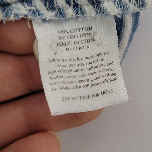 Faherty Men's Indigo Dyed Striped Boho Casual Short Sleeve Polo Shirt - Picture 8 of 10